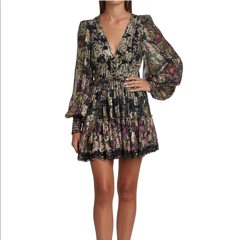 Hemant and Nandita Metallic Tiered Mini Dress